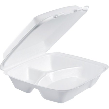 DART CONTAINER 3-Compartment Tray, Large, 9"x9", 200PK, White DCC90HT3R